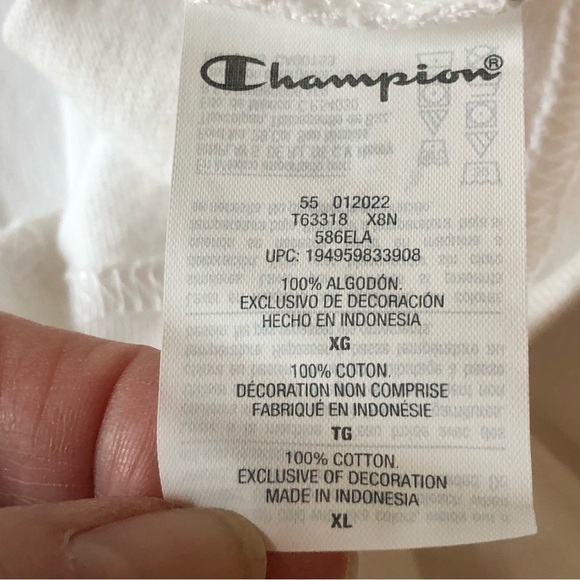 Champion Mens Rugby Polo Shirt Script Logo White Gray XL NWT - Picture 7 of 10